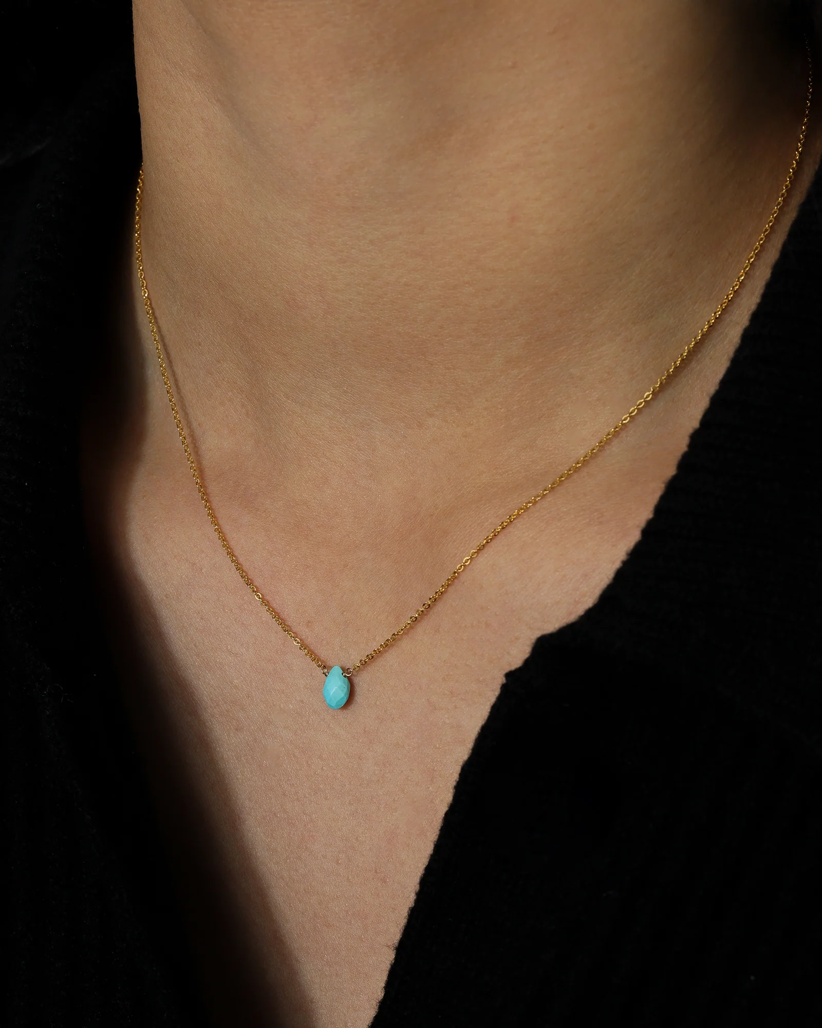 Turquoise Pear Cable Chain Necklace | 6mm - Image 2
