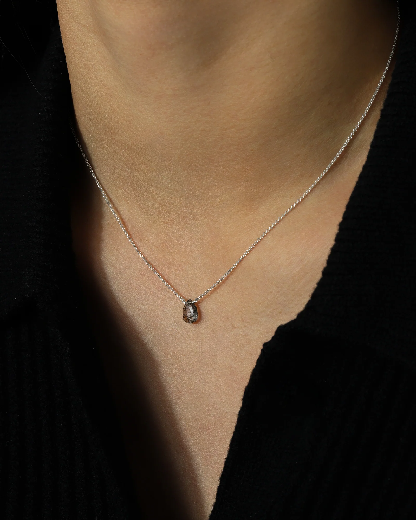 Rutilated Quartz Pear Cable Chain Necklace | 8mm - Image 2
