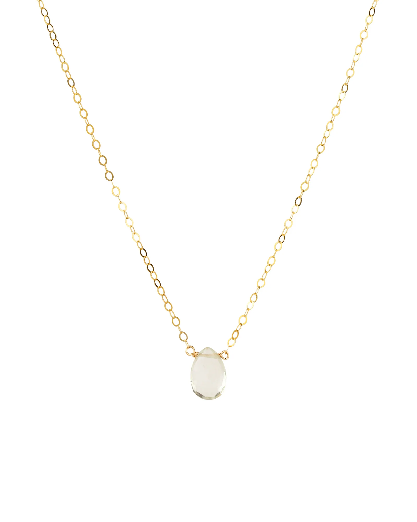 Prasiolite Pear Cable Chain Necklace | 8mm