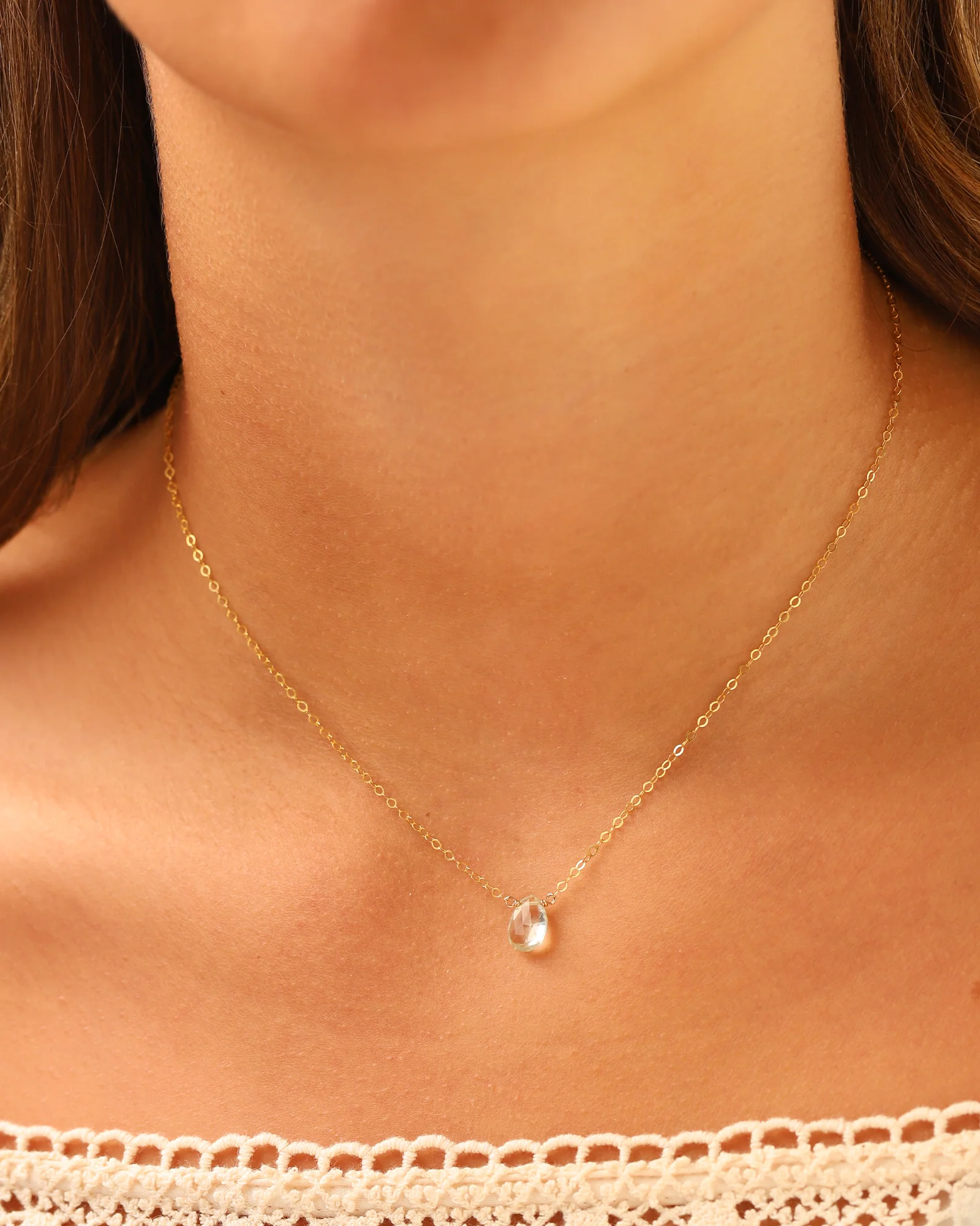 Prasiolite Pear Cable Chain Necklace | 8mm - Image 2
