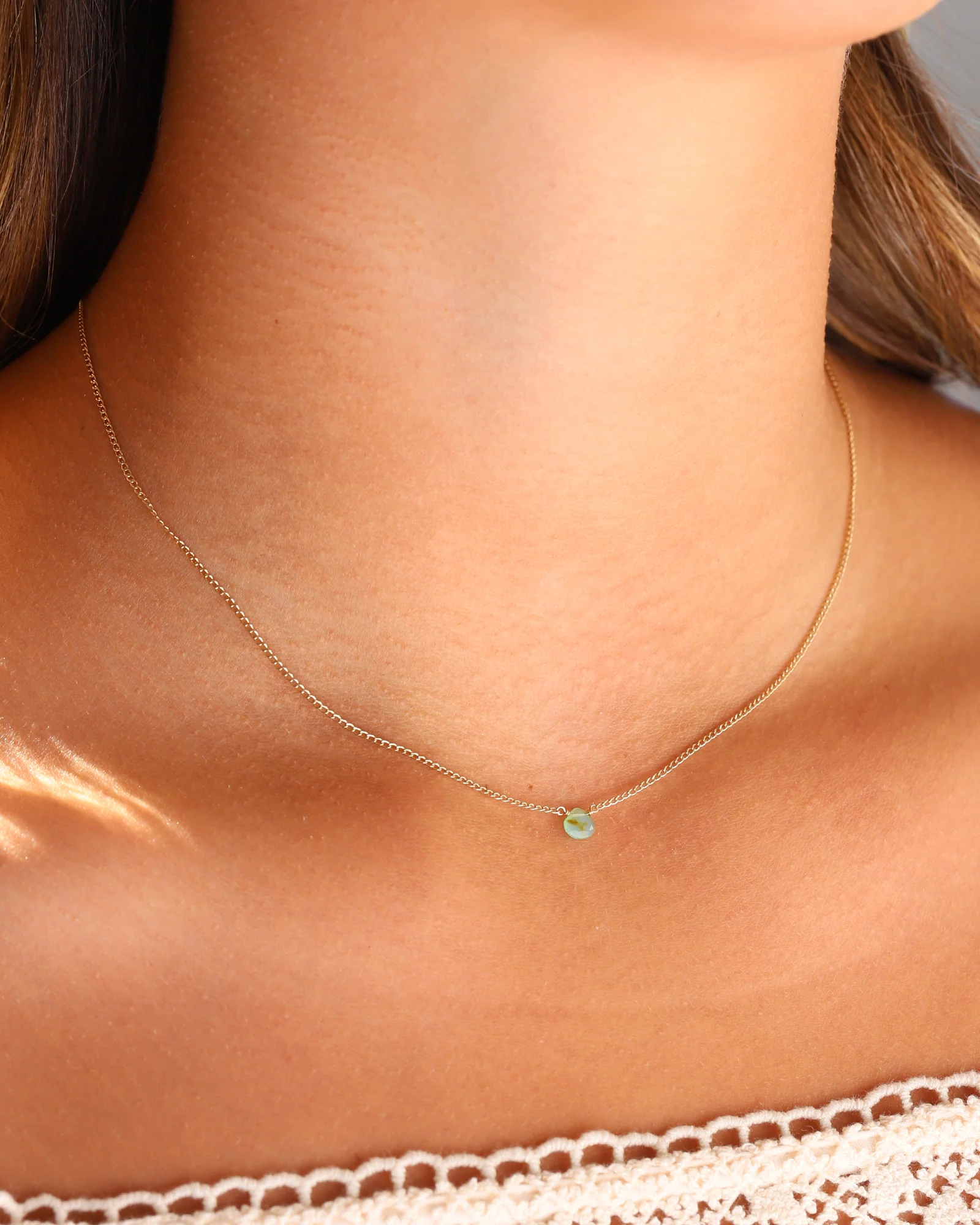 Peruvian Opal Heart Curb Chain Necklace | 6mm - Image 2