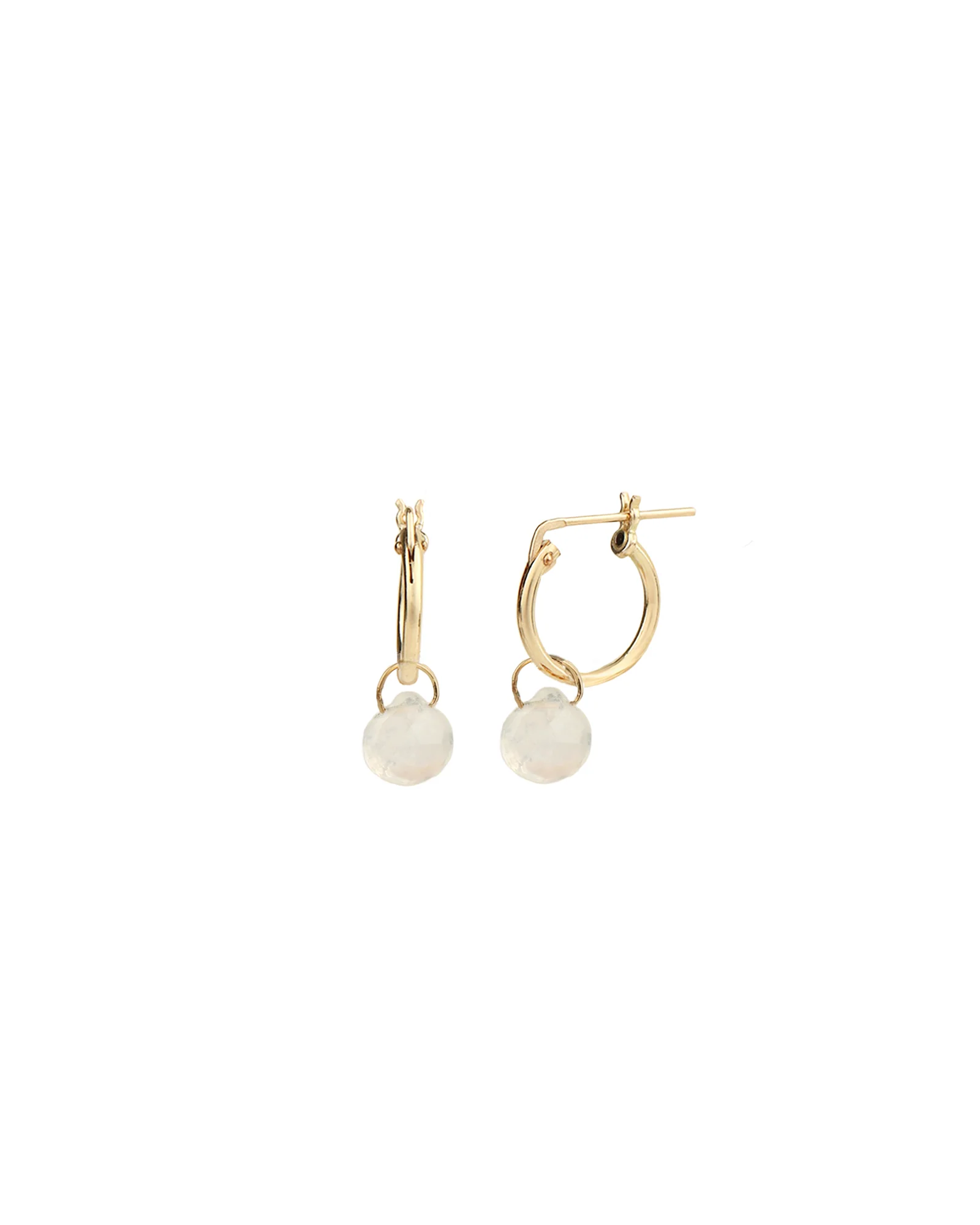 Rainbow Moonstone Heart Floating Drop Huggies | 12mm