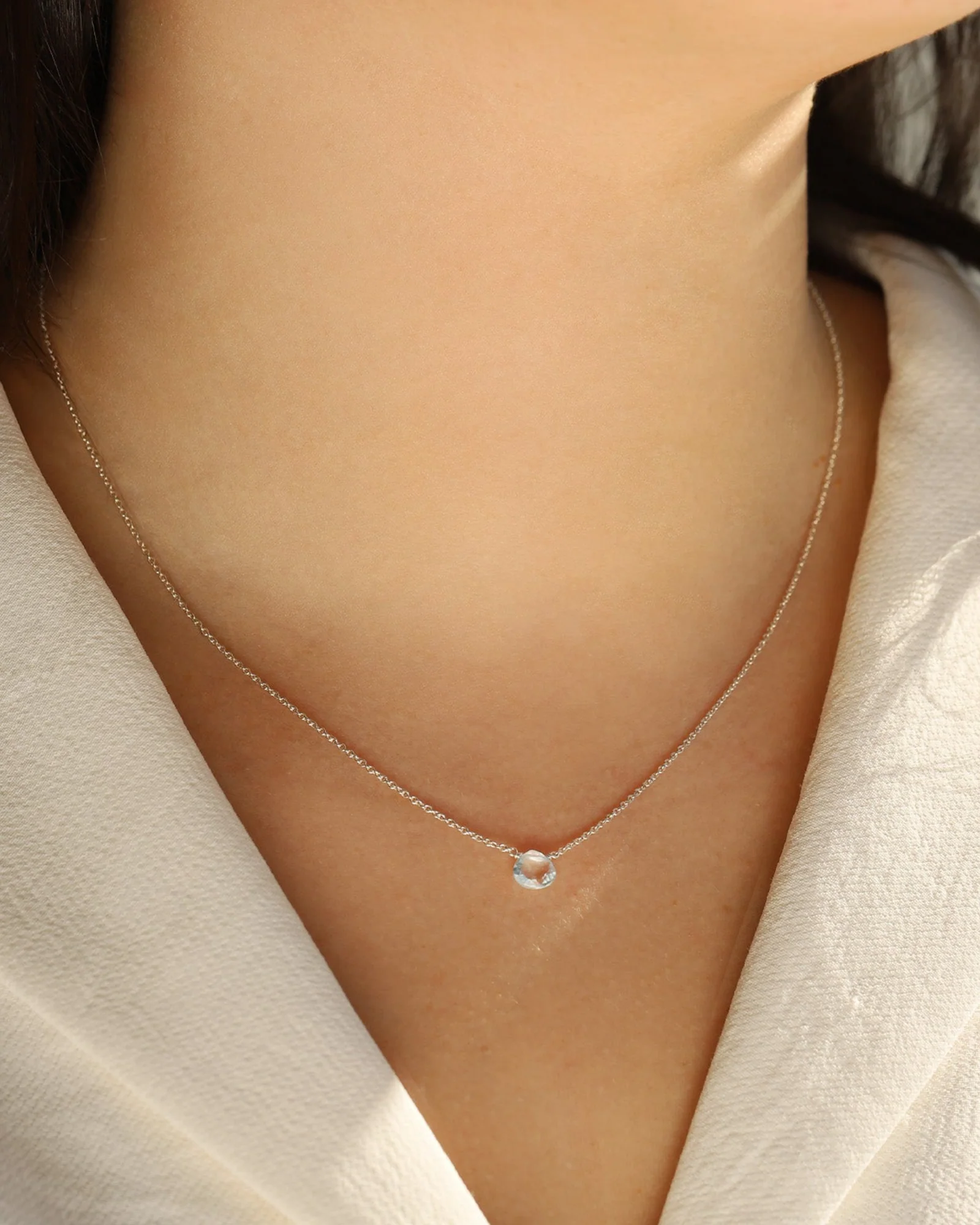 Sky Blue Topaz Heart Cable Chain Necklace | 8mm - Image 4