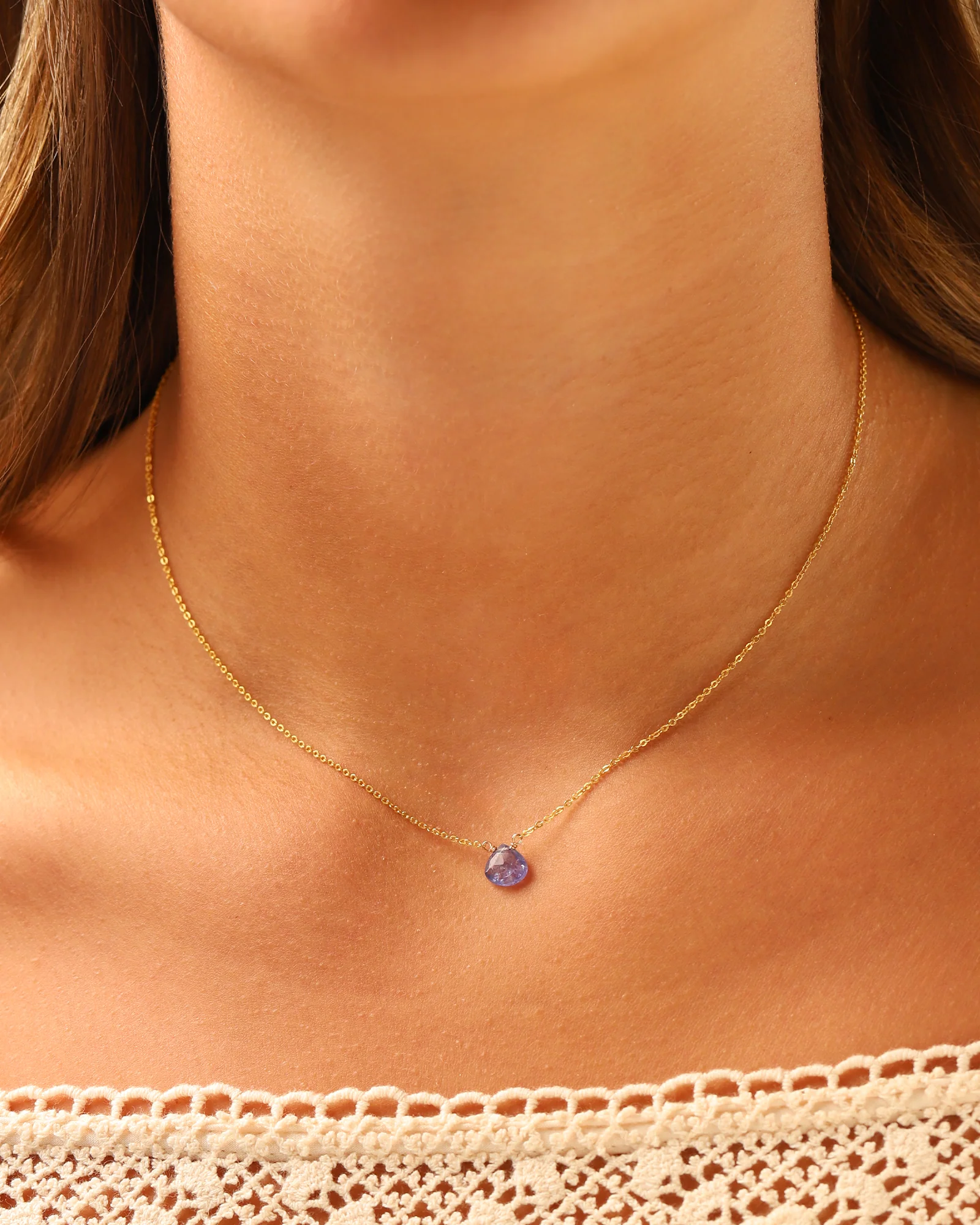 Tanzanite Heart Cable Chain Necklace | 8mm - Image 2