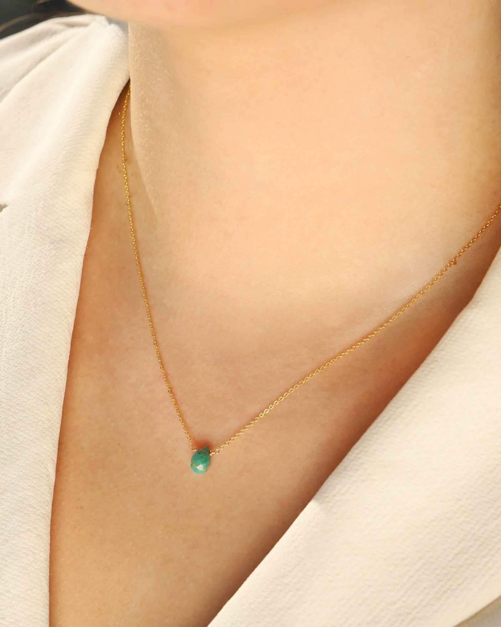 Turquoise Briolette Cable Chain Necklace | 8mm - Image 4