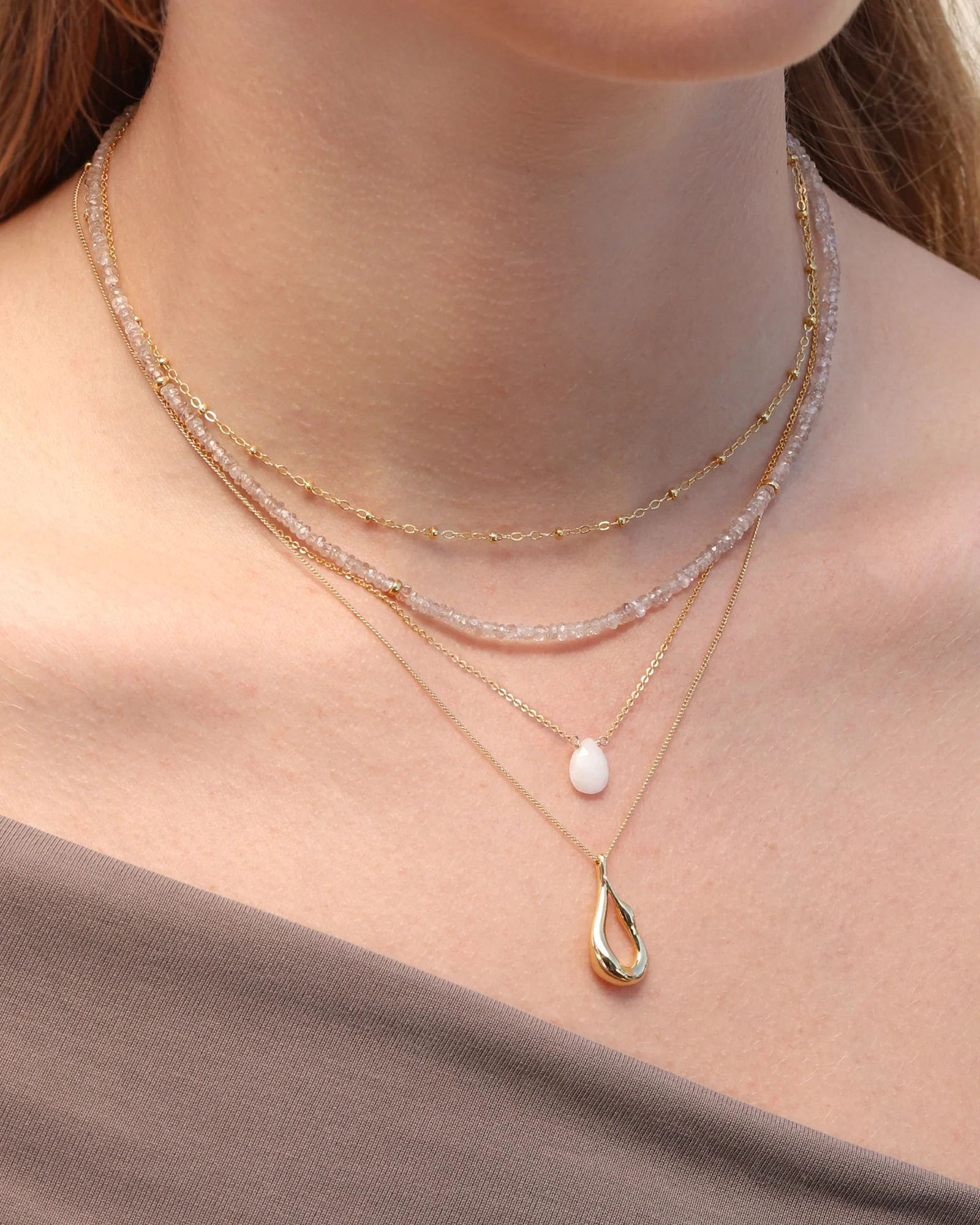 White Topaz Pear Cable Chain Necklace | 8mm - Image 2