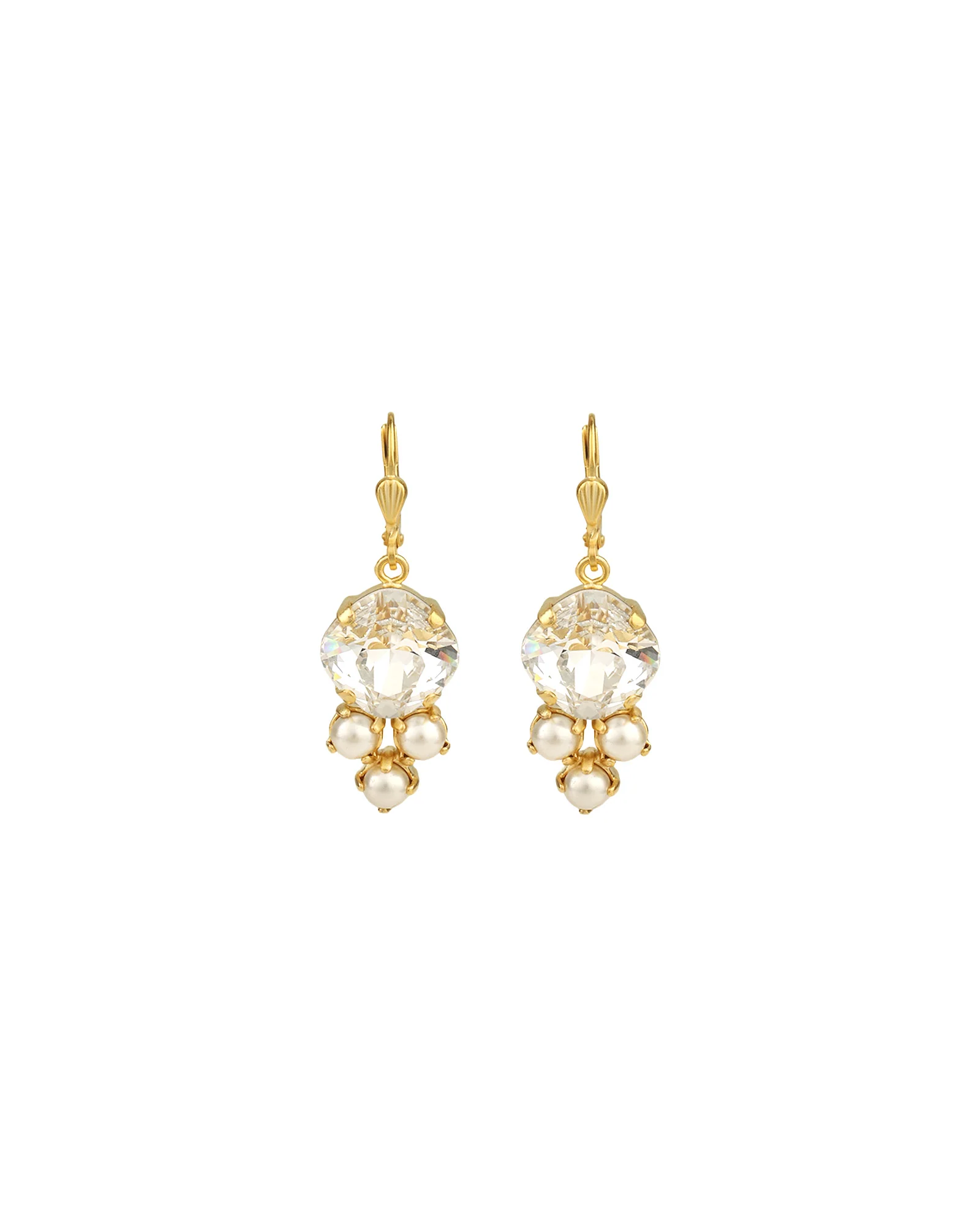 Three Pearl & Crystal Hook Earrings - Image 3
