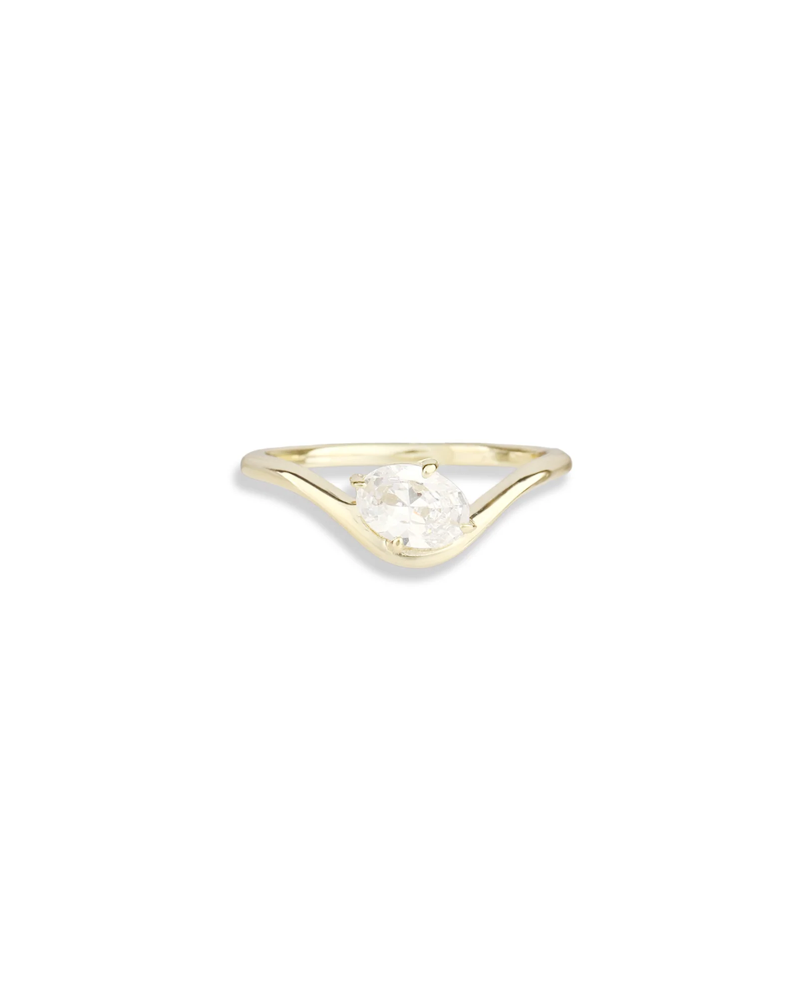 Wave Oval CZ Ring