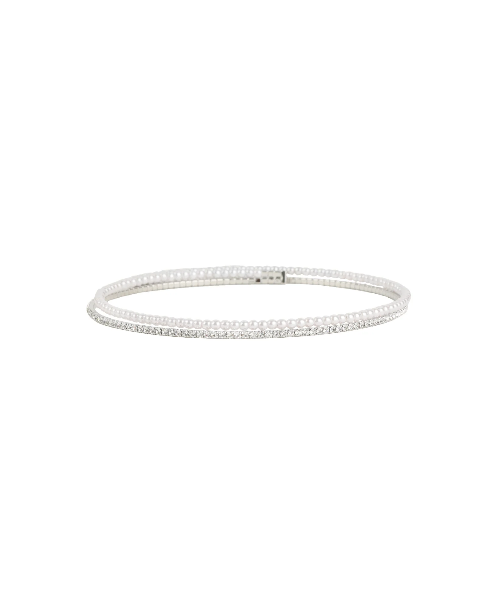 2 Row Pearl Crystal Choker