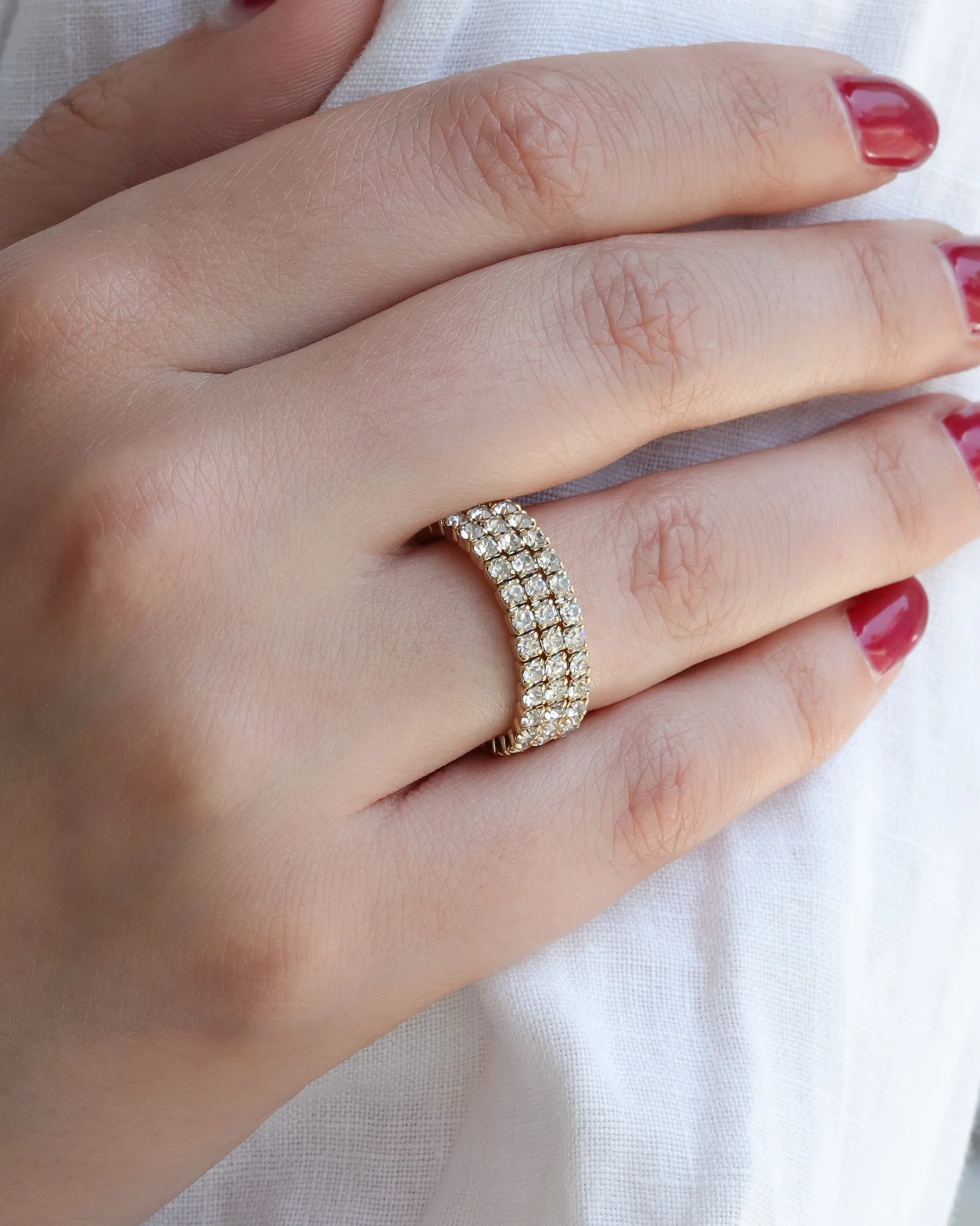 3 Row Coil Crystal Ring - Image 2