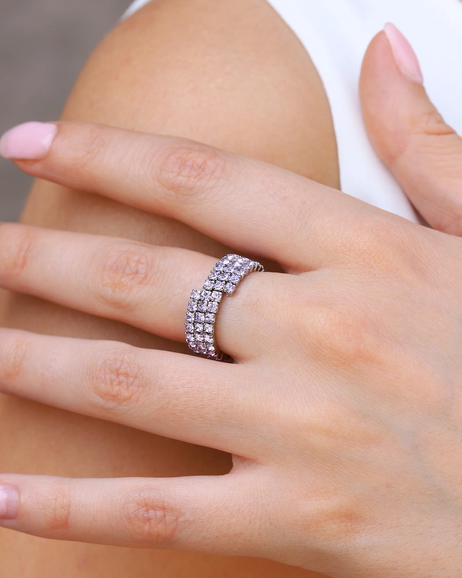 3 Row Coil Crystal Ring - Image 2
