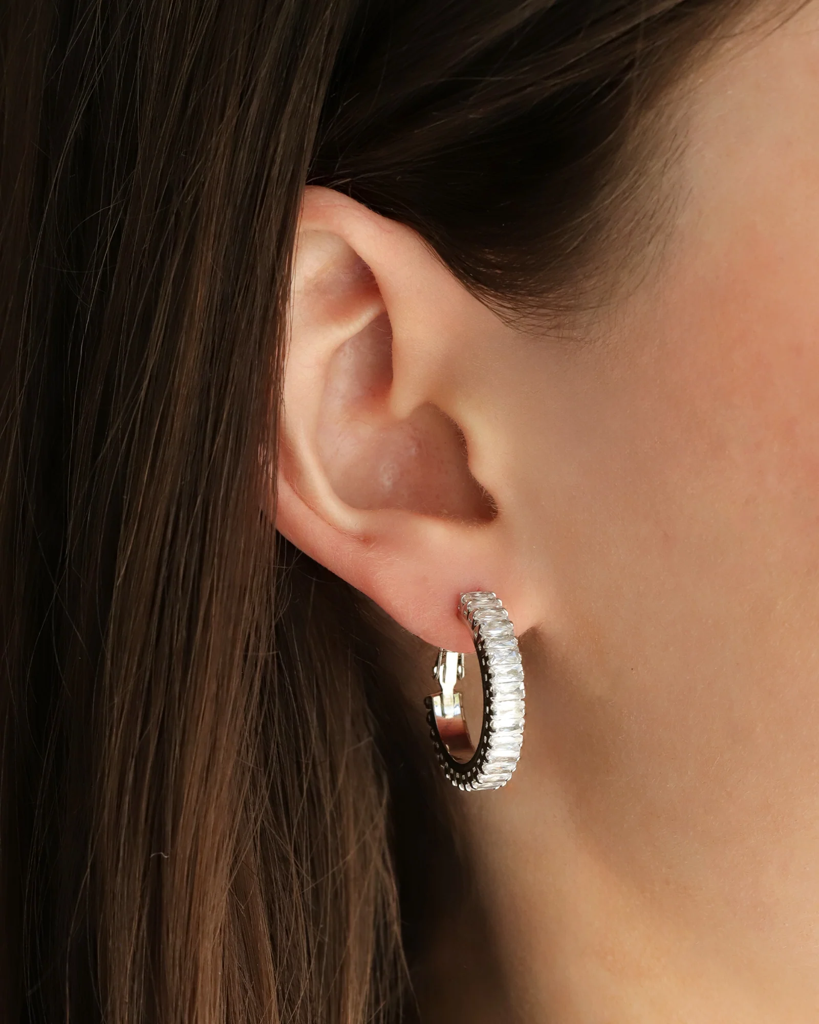 Baguette CZ Hoops | 25mm - Image 2