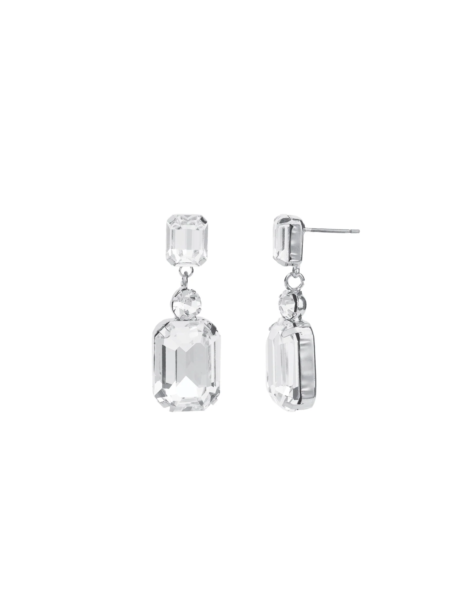 Emerald-Cut Crystal CZ Drop Earrings
