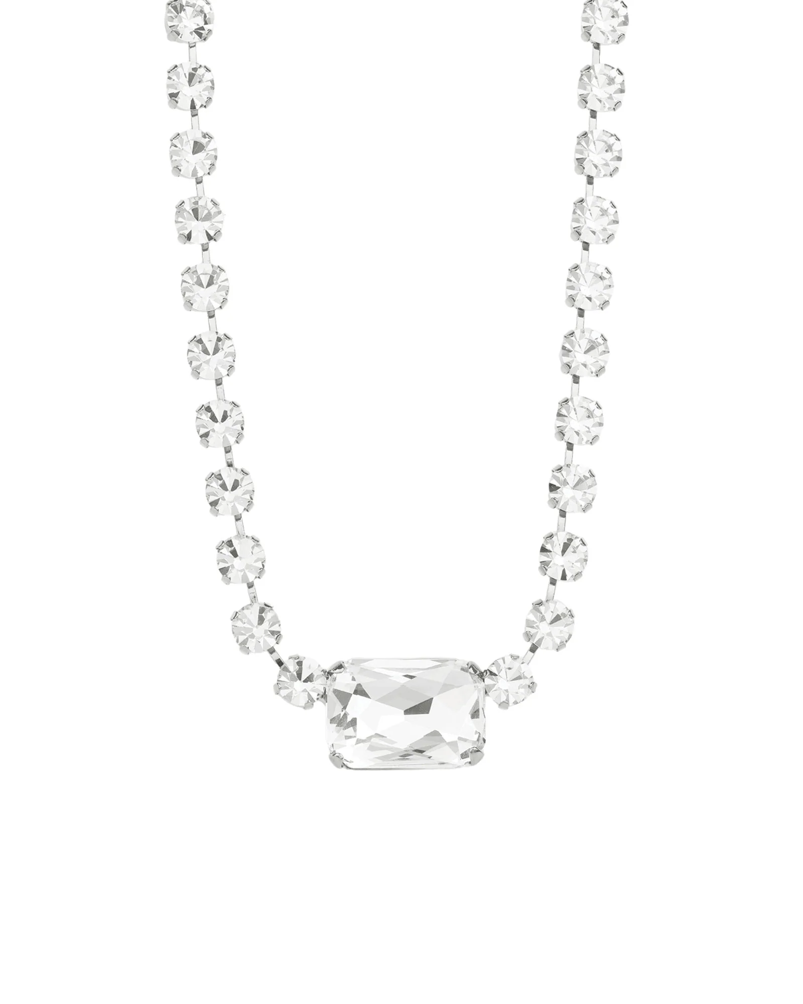 Emerald & Round Cut Crystal Necklace
