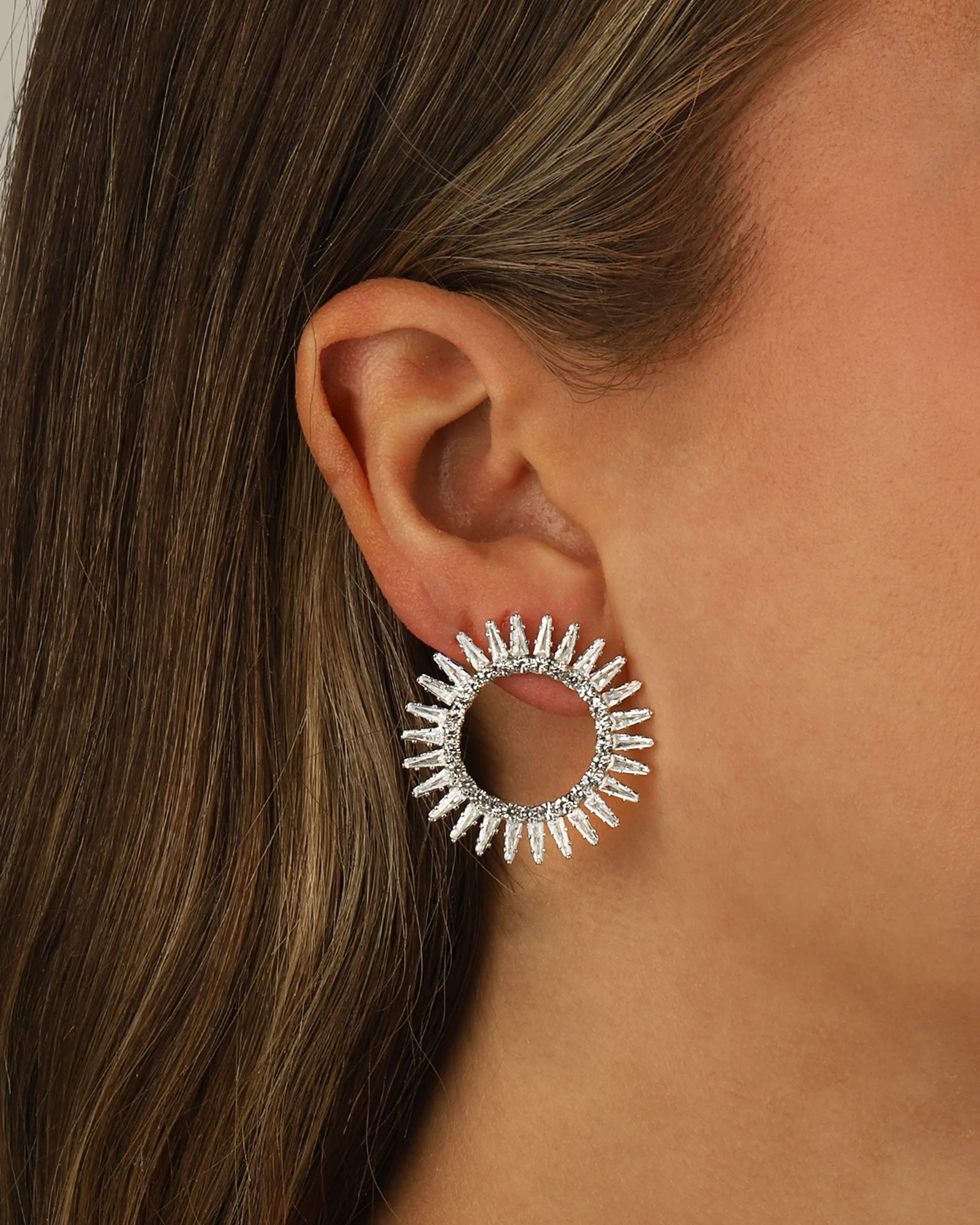 Open Starburst Crystal Earrings - Image 2